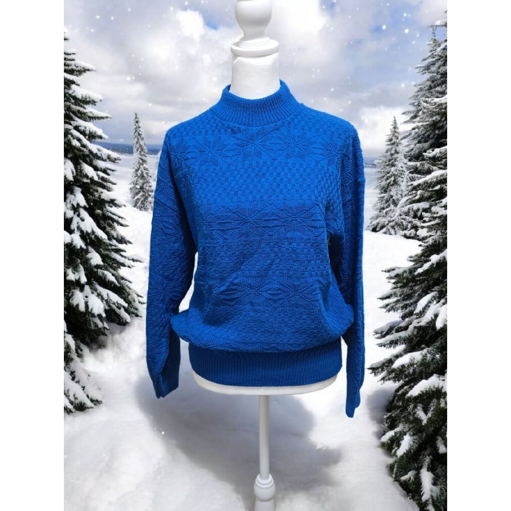 Vintage American‎ Pride Sweater 100% Acrylic Blue Snowflake